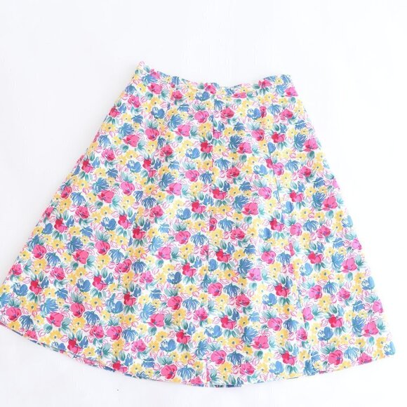 Vintage Multi Colour Floral A-Line Midi Skirt  with Pockets - Picture 1 of 13